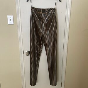 Zara Women's Blue and Brown Striped Pants